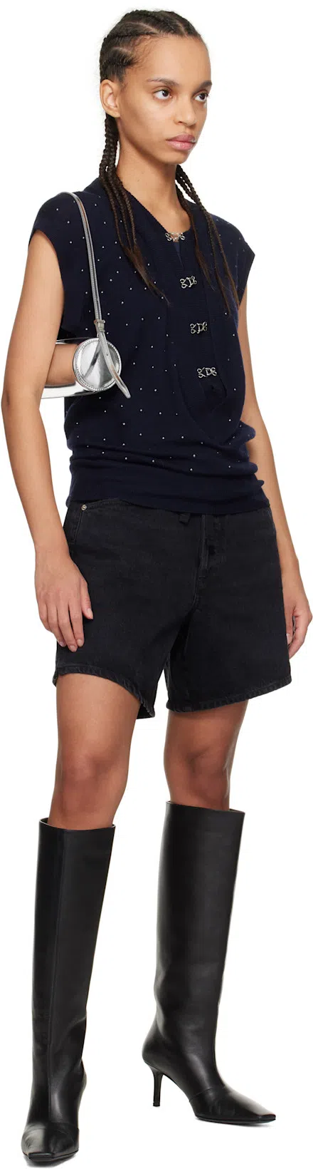 CITIZEN OF HUMANITY Brynn Drawstring Organic Cotton Denim Shorts In Black