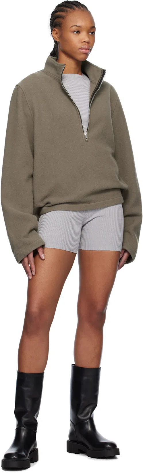 RIER Taupe Fleece Sweater In Argile Fleece