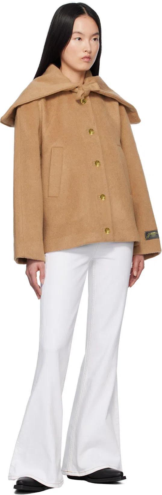 GANNI Embroidered Faux Leather Cowboy Boots In Black