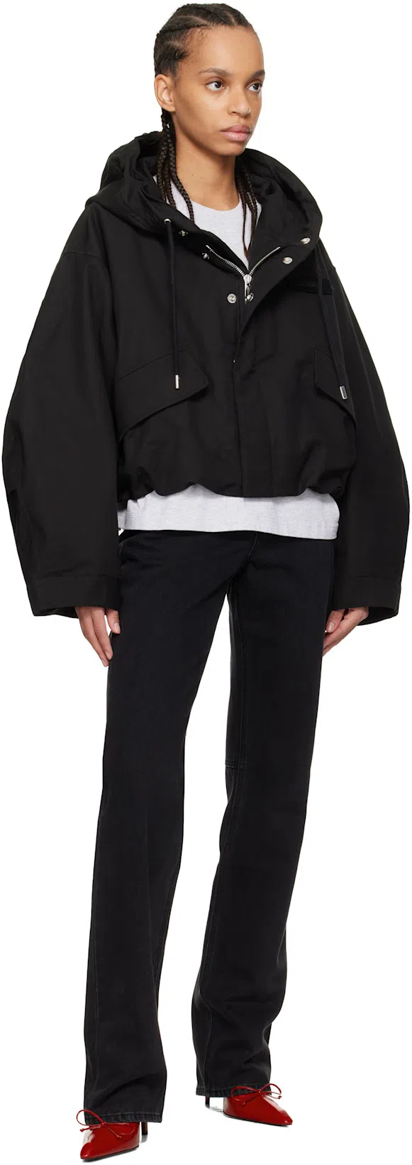 JACQUEMUS Le De-nîmes Court Flared Cropped Jeans In Black