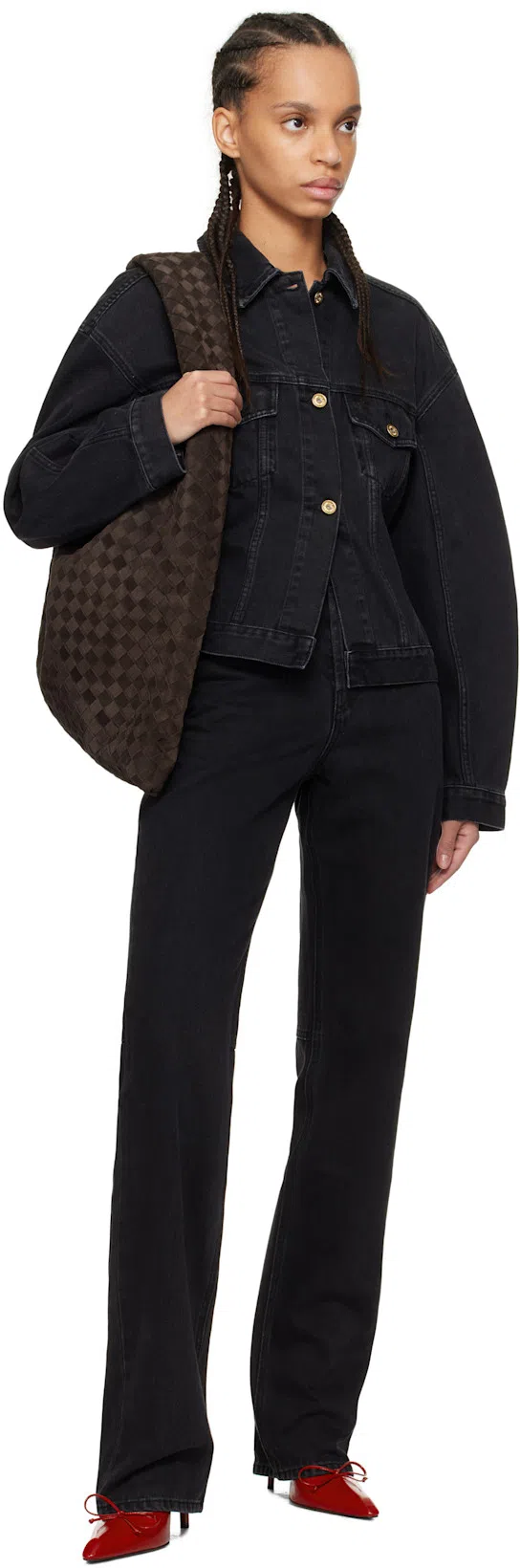 JACQUEMUS Le De-nîmes Court Flared Cropped Jeans In Black