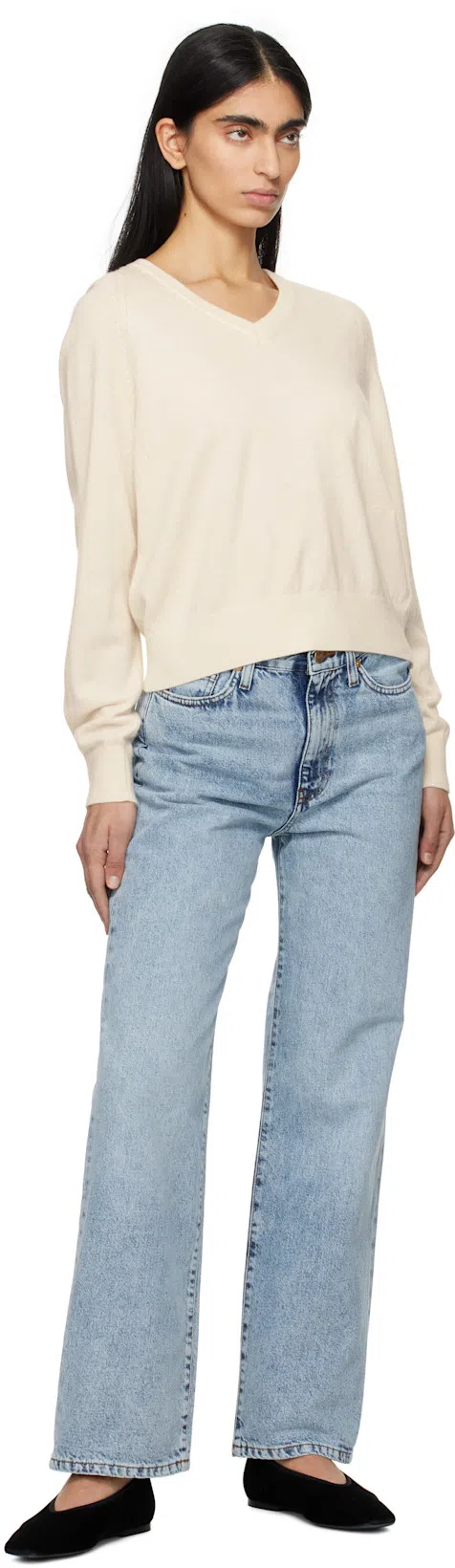 TOTÊME Minimalist Velvet Ballerinas In Black