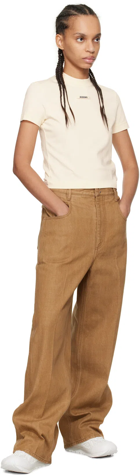 JACQUEMUS Roun Neck Cotton Logo T-shirt In Gray