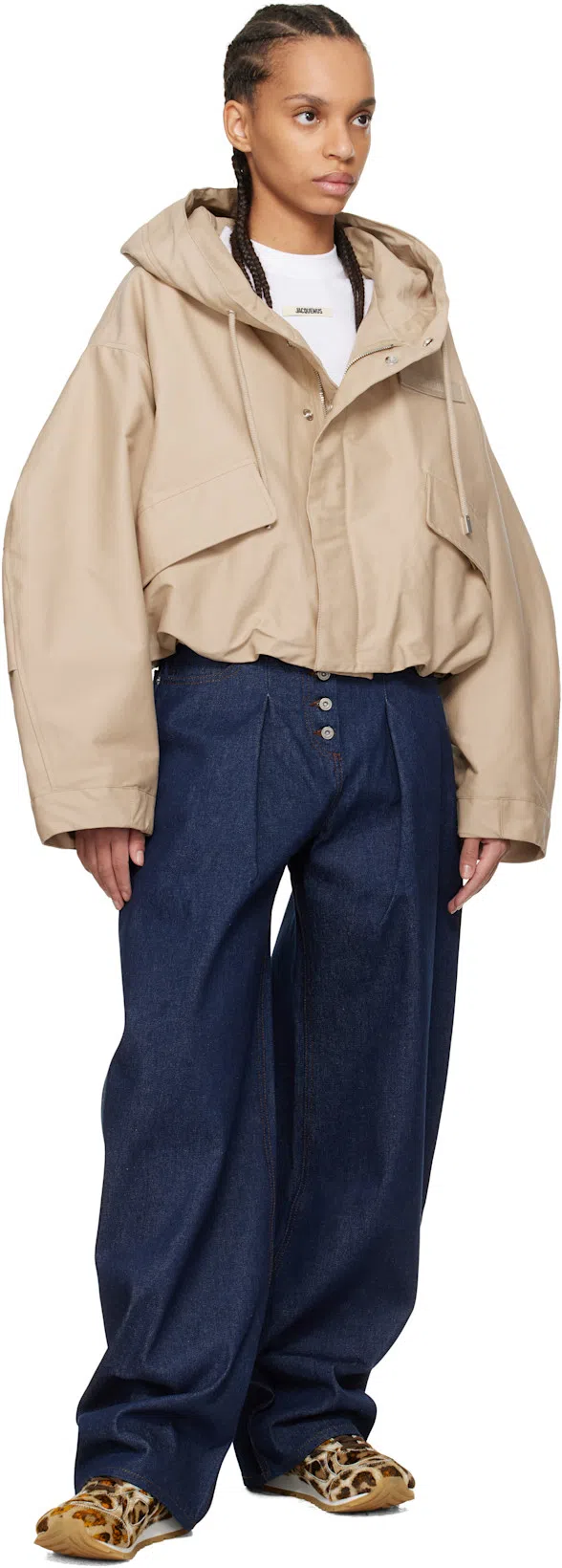 JACQUEMUS Roun Neck Cotton Logo T-shirt In Gray