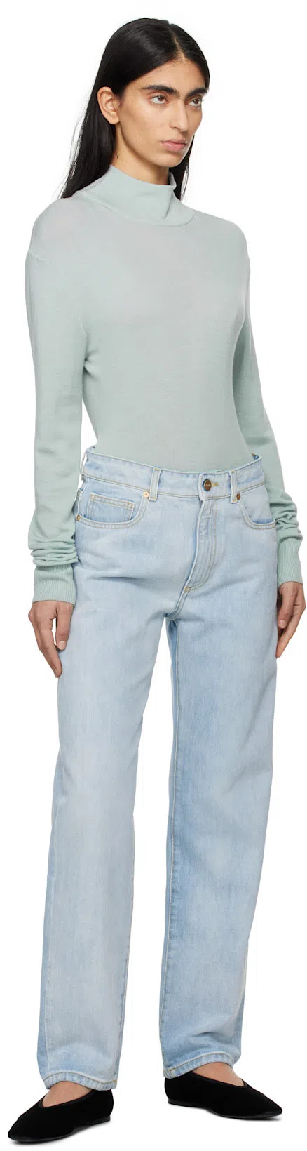 TOTÊME Minimalist Velvet Ballerinas In Black