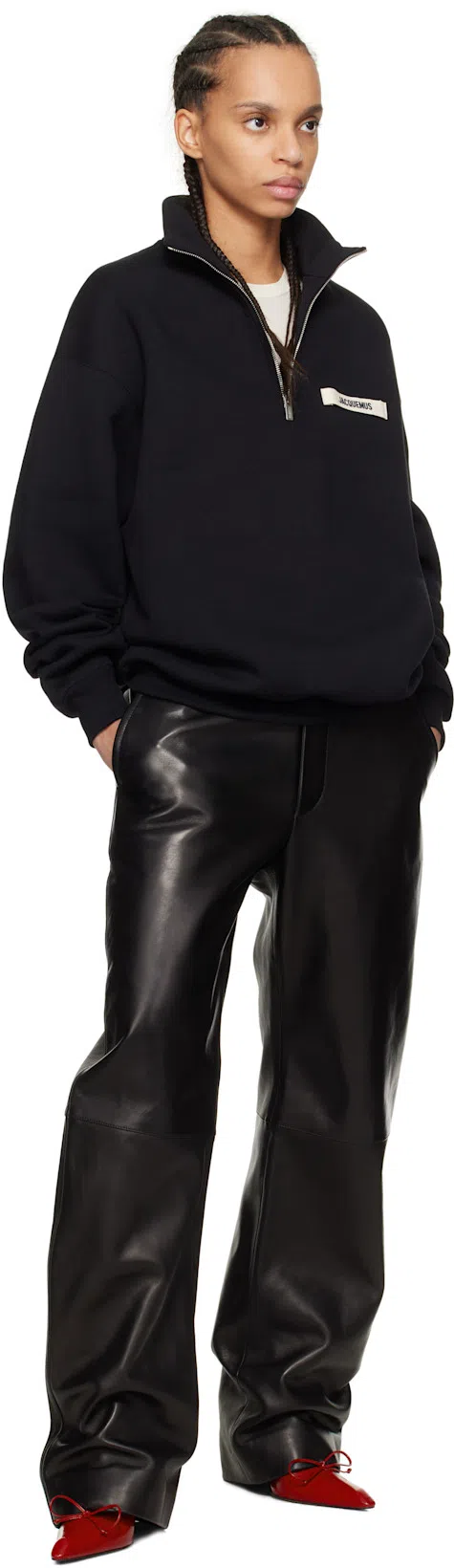 JACQUEMUS Les Slingbacks Cubisto Leather Slingback Pumps In Red