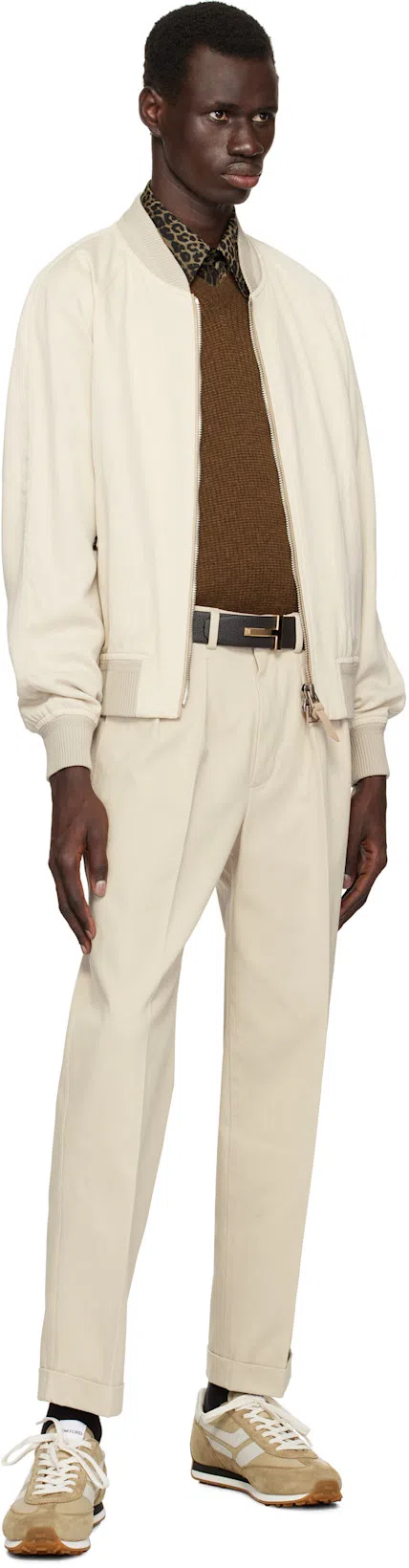 TOM FORD Sneakers Contrast Stripes Rubber Sole Suede Panels In Multi