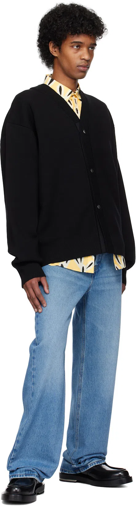 JACQUEMUS Men Black V-neck Cardigan With J Logo On The Back In Wool Man