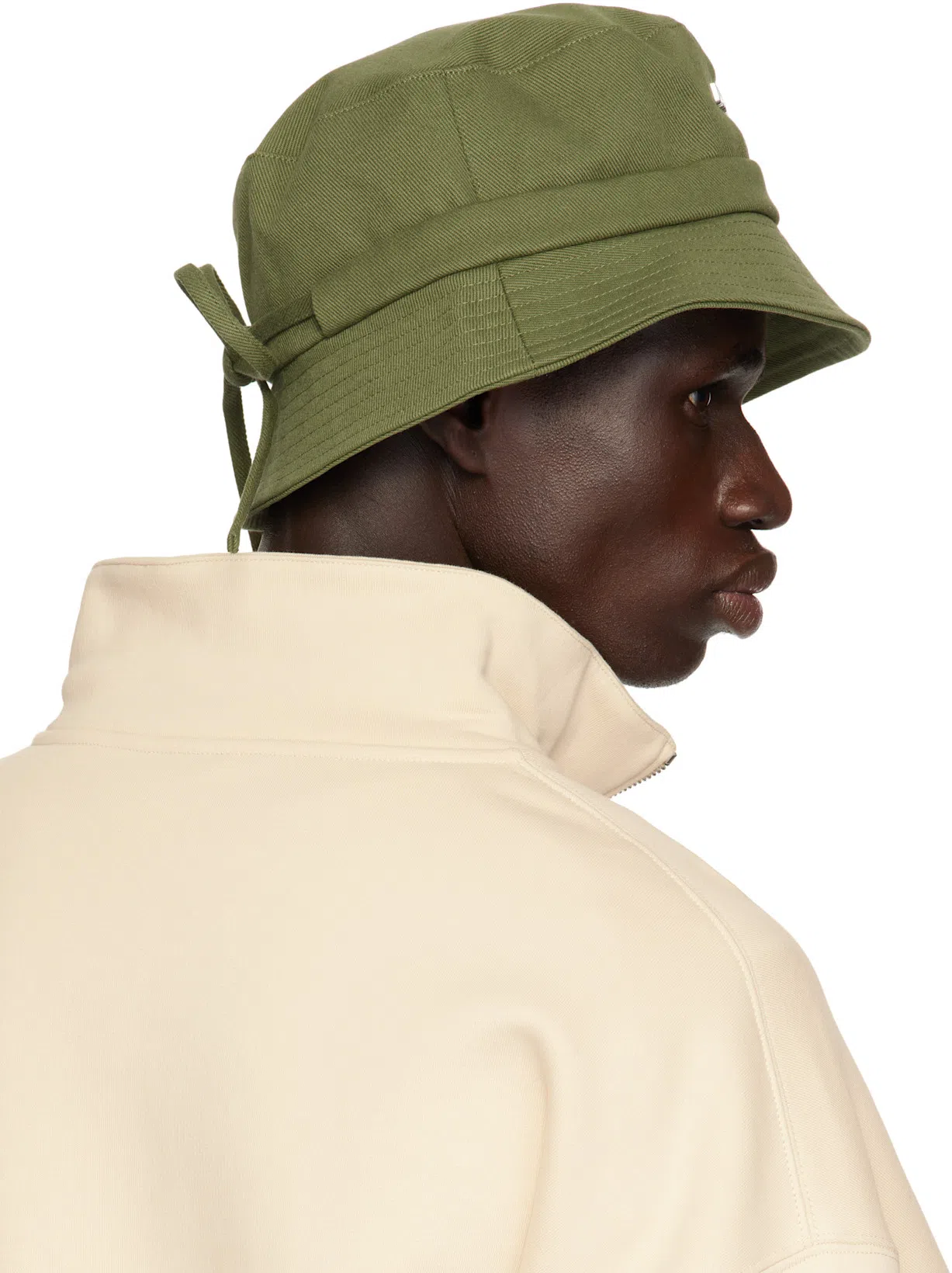 JACQUEMUS High-collar Cotton Pullover With Half-zip Closure In White