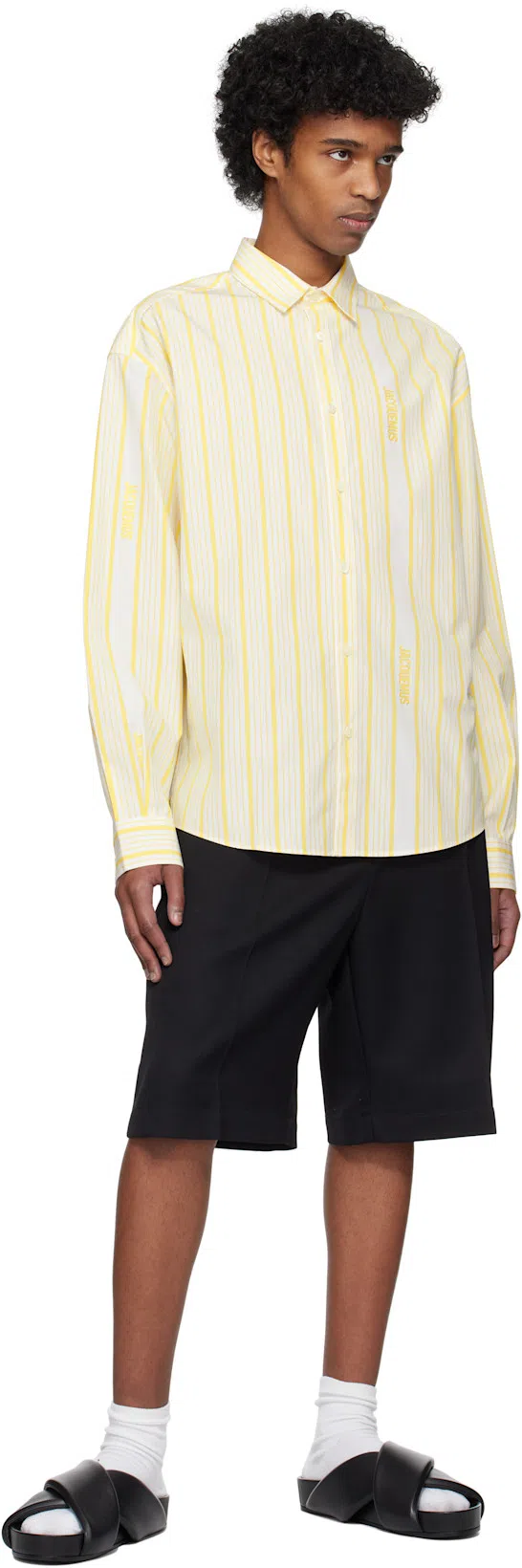 JACQUEMUS Simon Striped Long Sleeve Shirt In Yellow