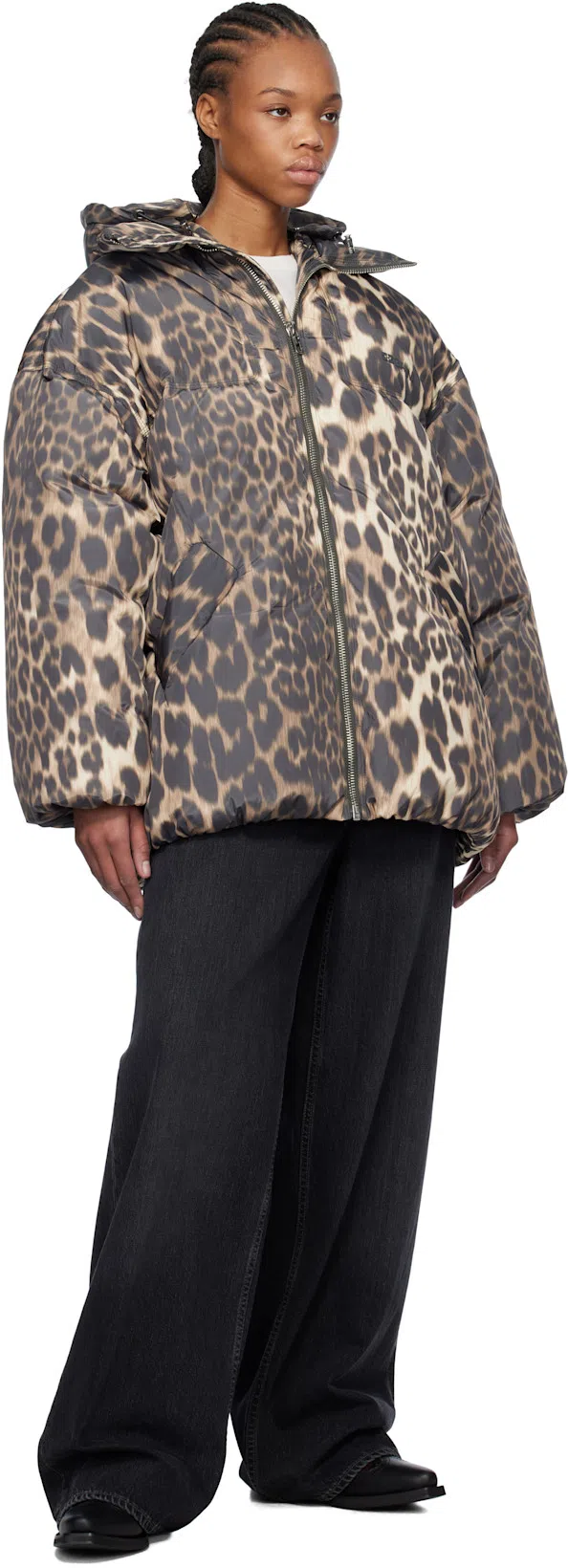 GANNI Embroidered Faux Leather Cowboy Boots In Black