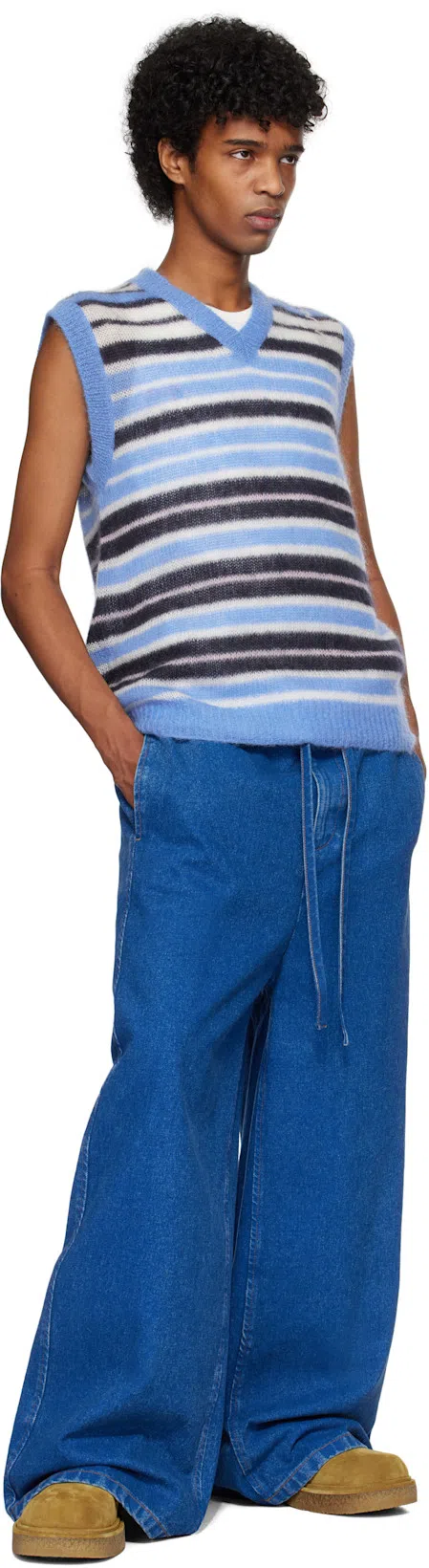 MARNI Men's Mohair Vneck Sleveless Knit In Multicolour