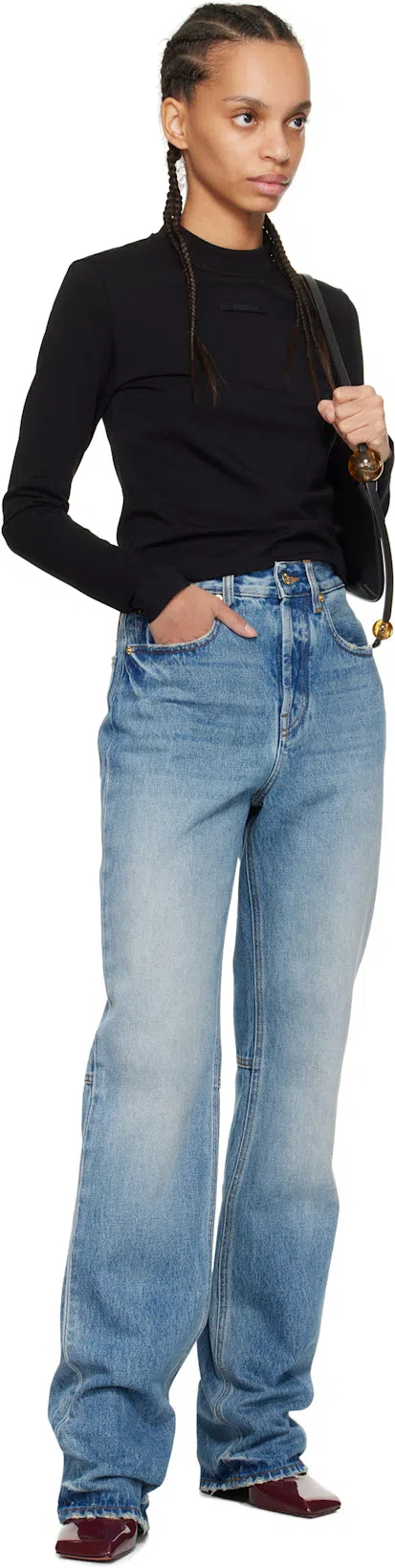 JACQUEMUS The Gros Grain Logo-detail Long-sleeve Top In Black