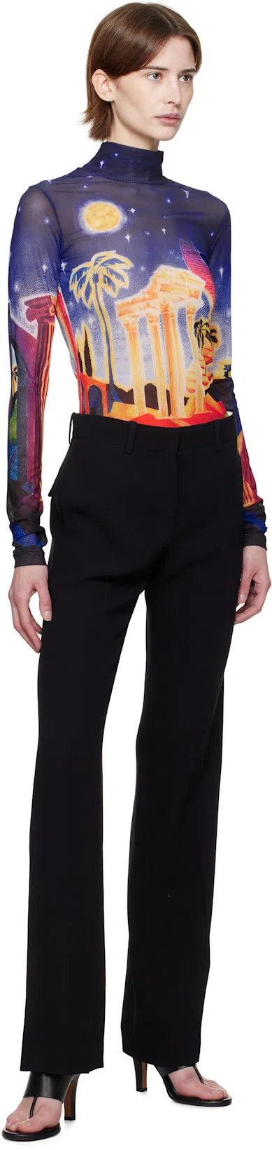 CASABLANCA Midnight Acropolis Graphic Print Top In Multicolour