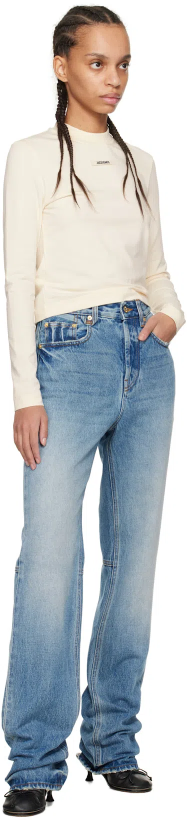 JACQUEMUS Le Gros Grin Logo-detail Long-sleeve T-shirt In Neutral