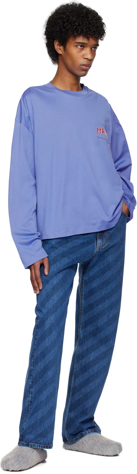 MARNI Ponyskin And Leather Mules In Blue