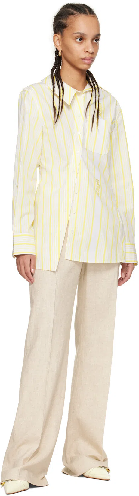 JACQUEMUS White & Yellow 'the Pablo' Shirt In 2cb Jqd Business Big