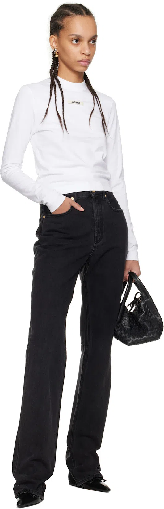 JACQUEMUS Le De-nîmes Court Flared Cropped Jeans In Black