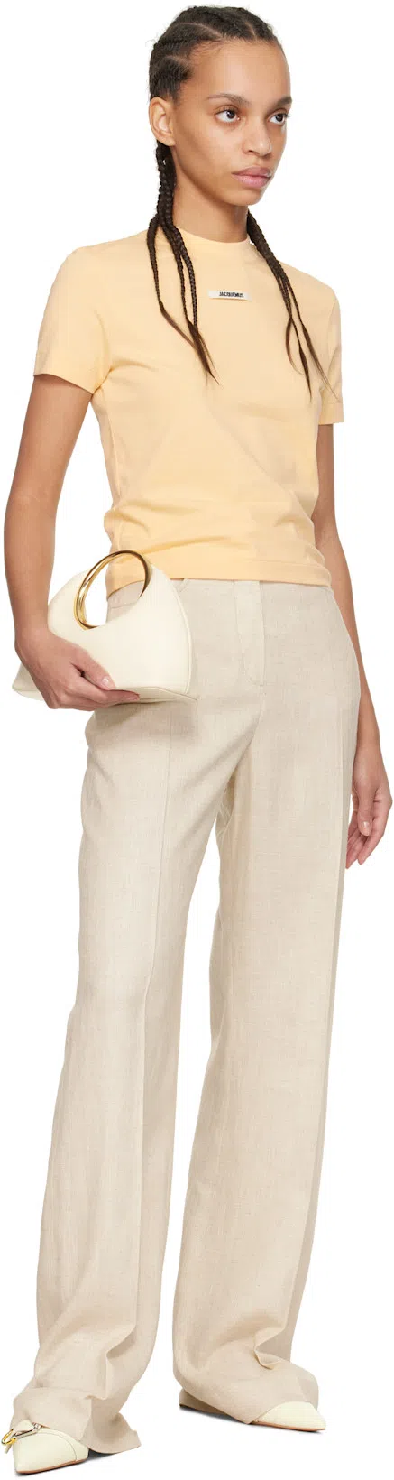 JACQUEMUS Le Tshirt Gros Grain Cotton T-shirt In Orange