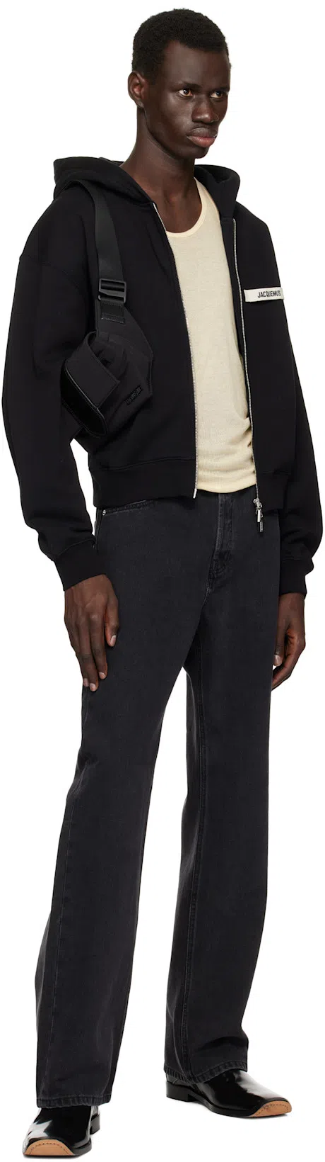 JACQUEMUS Le Hoodie Zip Gros Hooded Cotton Sweatshirt In Black