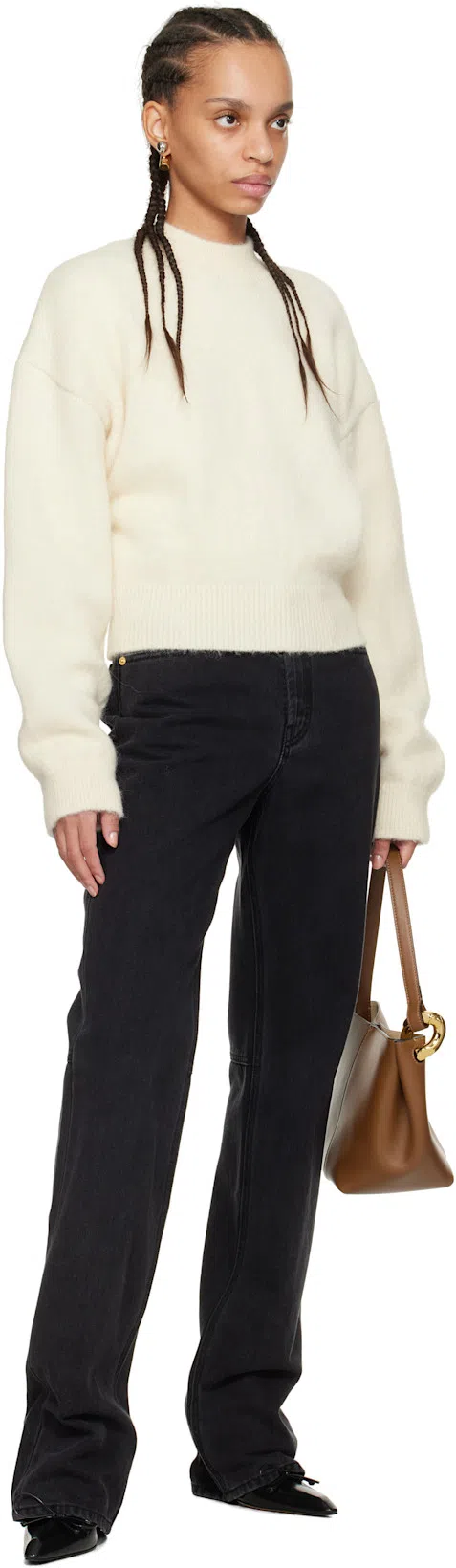 JACQUEMUS Le De-nîmes Court Flared Cropped Jeans In Black