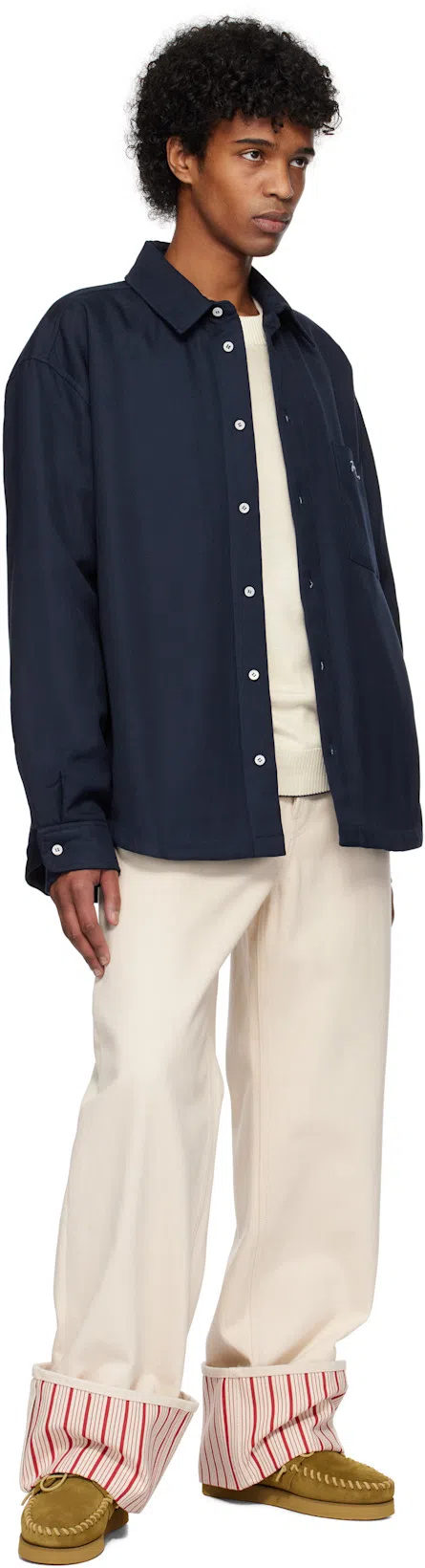 JACQUEMUS Virgin Wool Long-sleeve Shirt With Embroidered Logo In Black