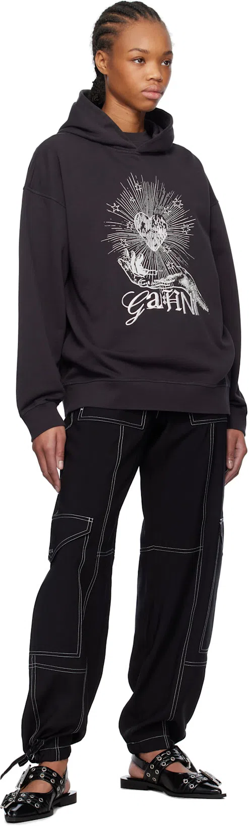 GANNI Embellished Recycled Point-toe Slingback Flats In Multi