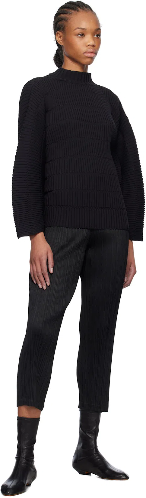 KHAITE Apollo Leather Flat Ankle Boots In Black