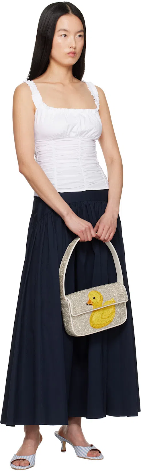 STAUD Navy Procida Maxi Skirt In Navy Blue