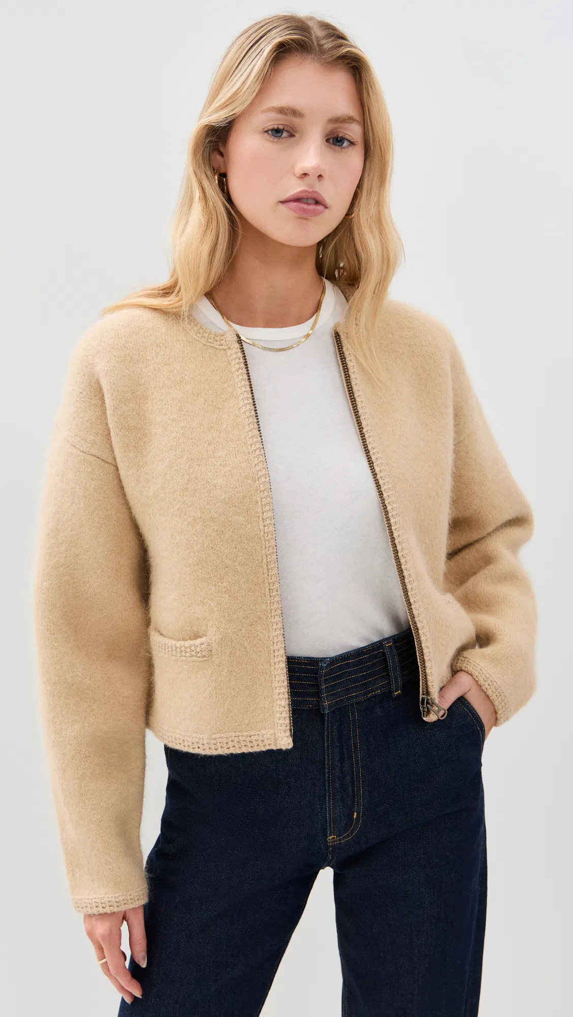 FRAME The Gathered Short Sleeve Sweater In Cream Multi In Neutral