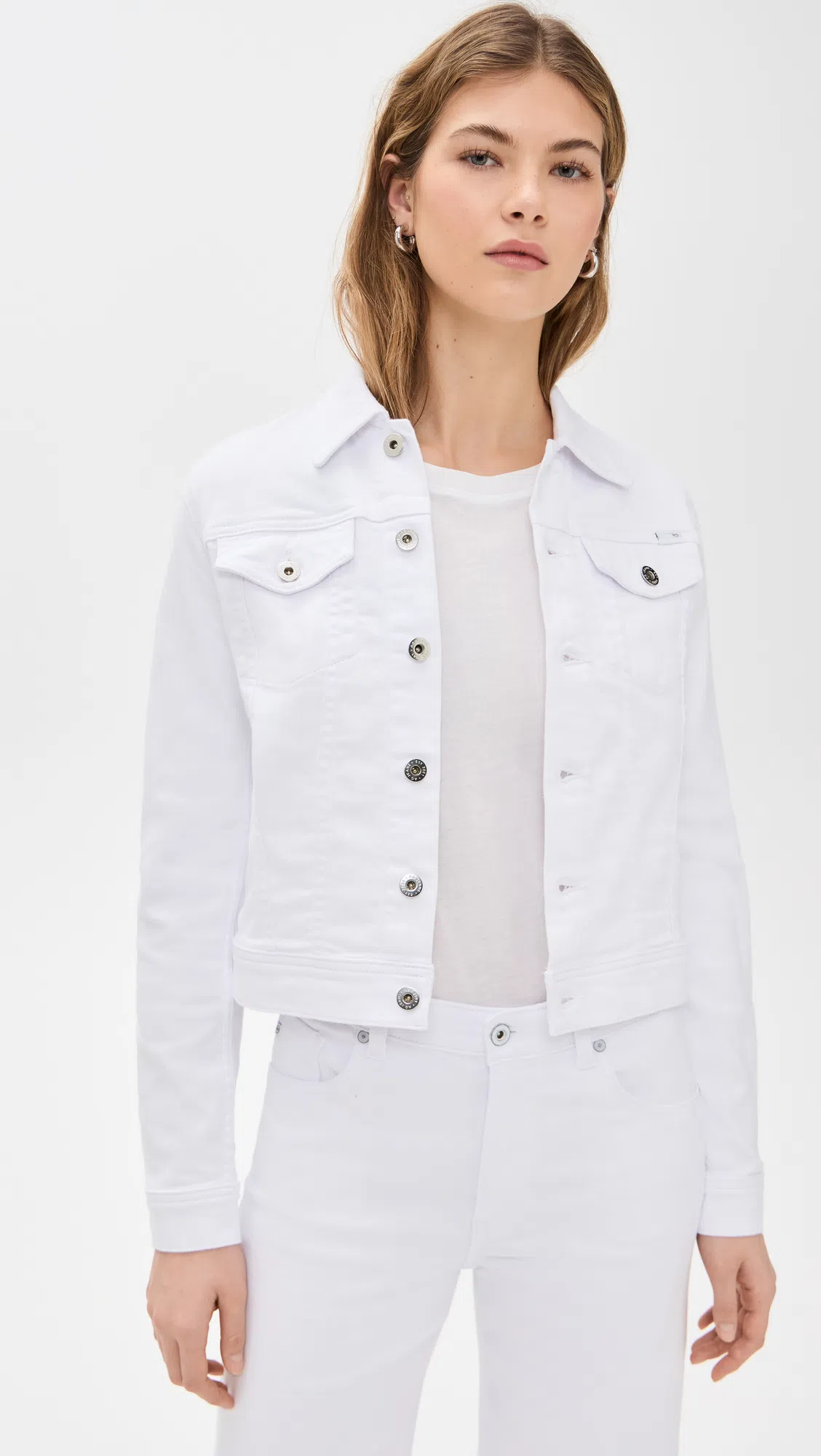 AG Robyn Buttoned Denim Jacket In White