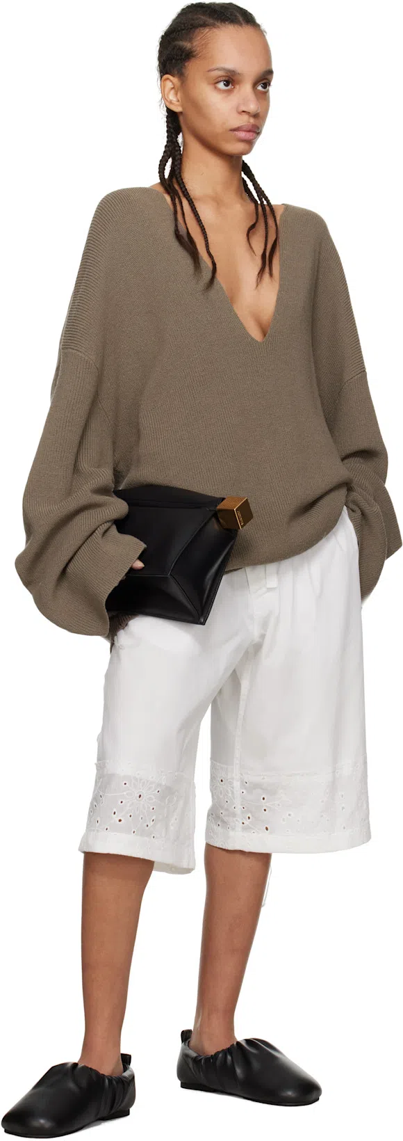 JACQUEMUS La Pochette Rond Carre Leather Clutch In Black