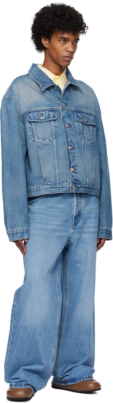 JACQUEMUS Simon Striped Long Sleeve Shirt In Yellow