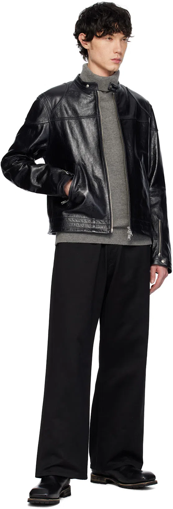 AFTER PRAY Black Mavericks Motorcycle Leather Jacket