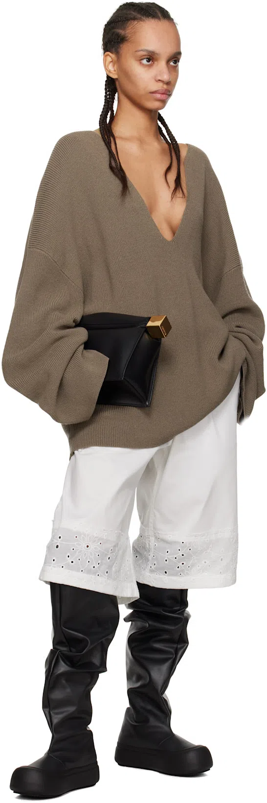 JACQUEMUS La Pochette Rond Carre Leather Clutch In Black