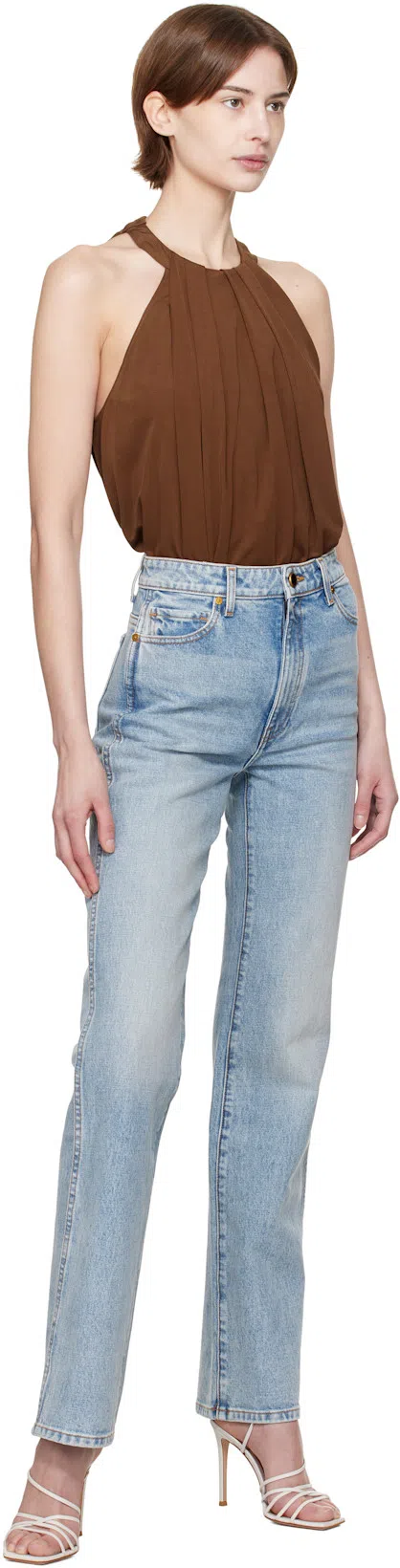 JW ANDERSON Twisted Drape Halter Top In Brown