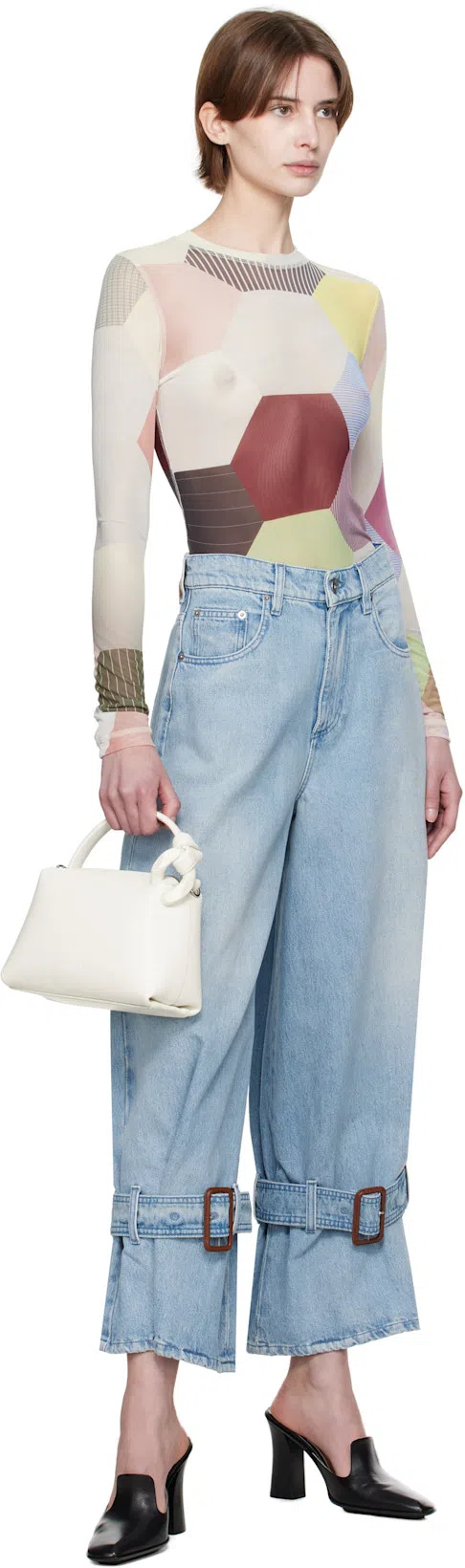 JW ANDERSON J. W. Anderson Wide-leg Denim Jeans With Hem Strap In Blue