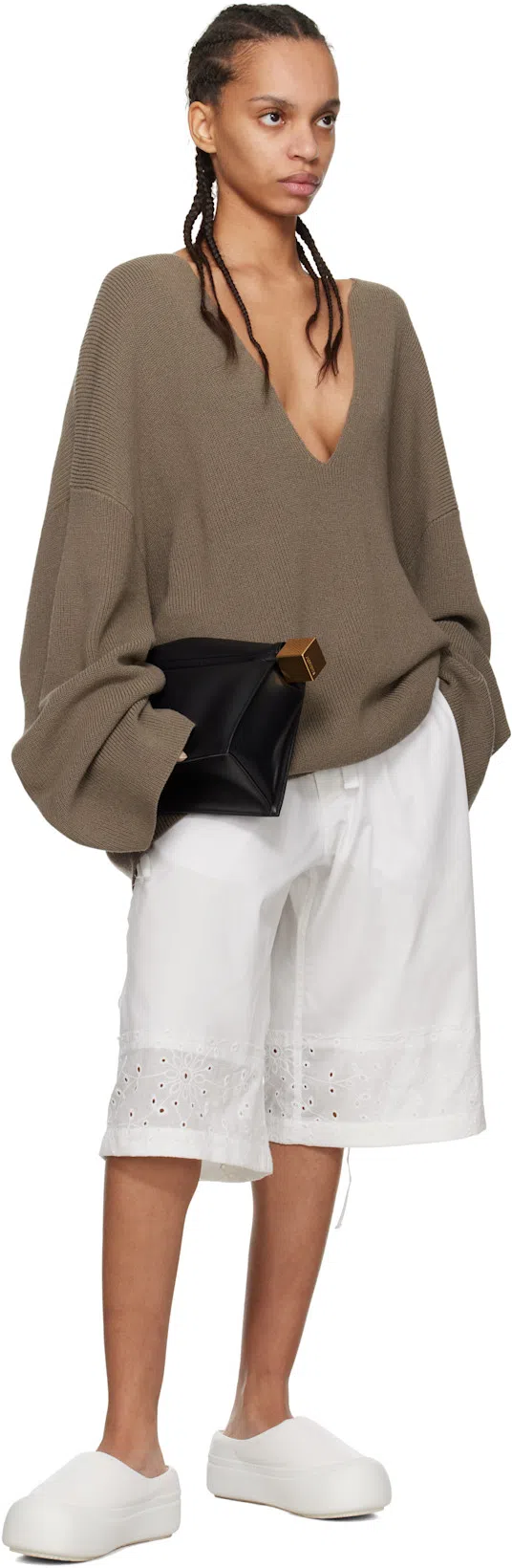 JACQUEMUS La Pochette Rond Carre Leather Clutch In Black