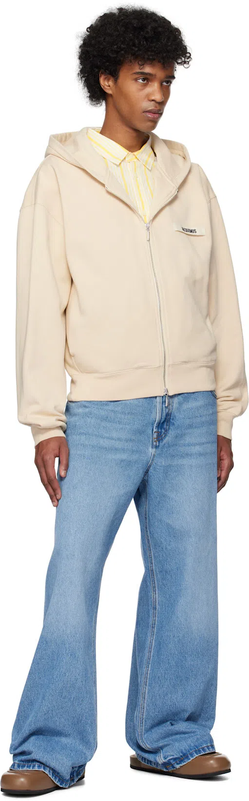 JACQUEMUS Simon Striped Long Sleeve Shirt In Yellow