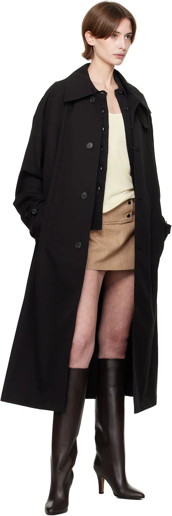 MFPEN Beige Venture Trench Coat In Black Gabardine