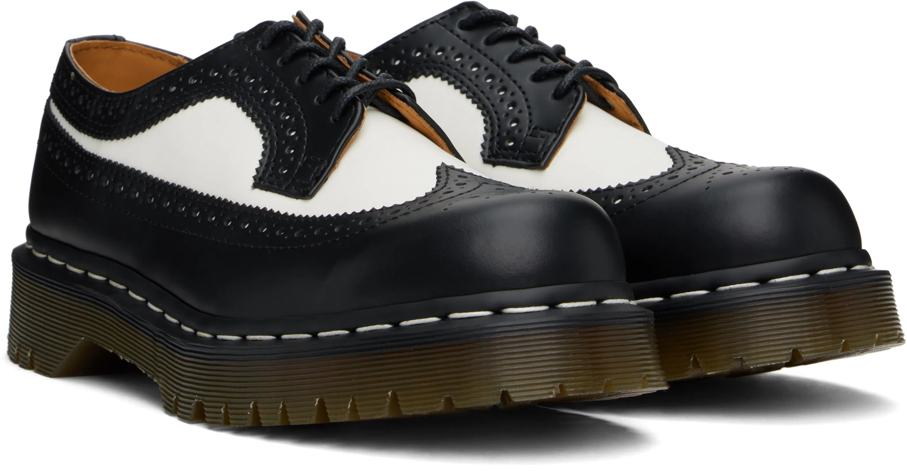 DR. MARTENS 3989 Bex Smooth Leather Brogue Shoes In Black/white