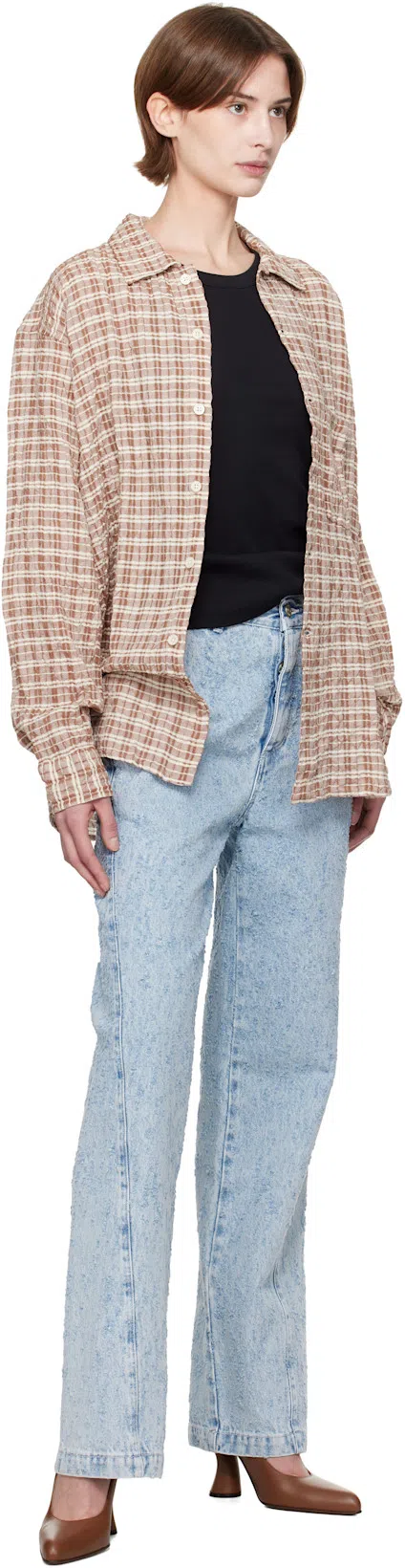 MFPEN Brown & Off-white Mechanic Shirt In Rusty Check