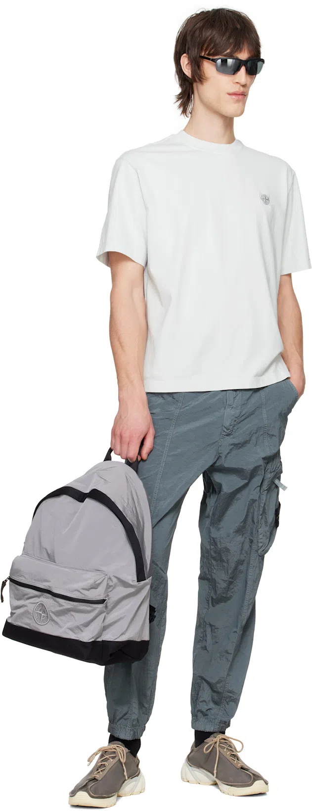 STONE ISLAND White Cotton T-shirt With Logo Patch