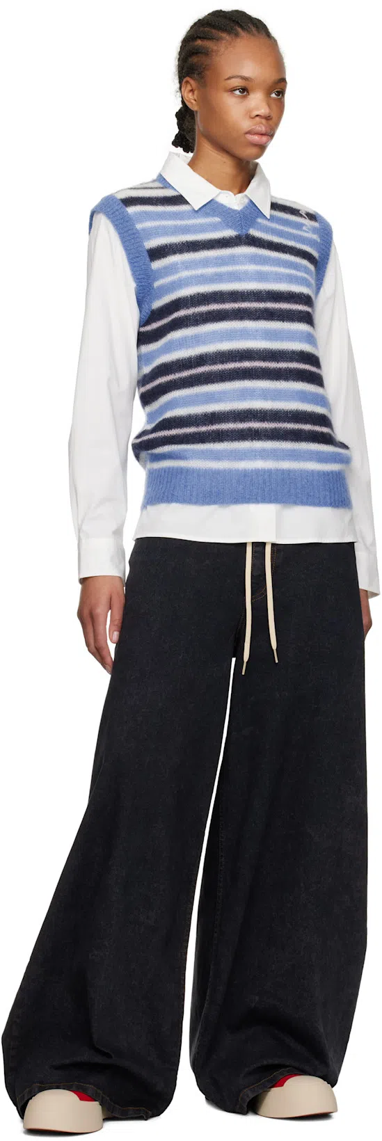 MARNI Black Marble Wide-leg Jeans In Mdn99 Black