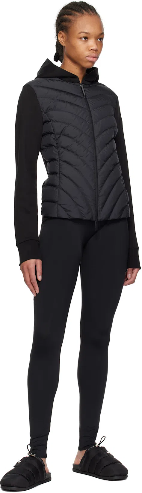 MONCLER Mon Pocket Padded Black Mules In Multi