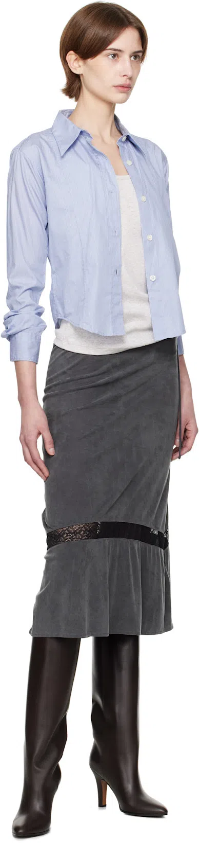 MFPEN Blue Readers Shirt In Blue Fine Stripe