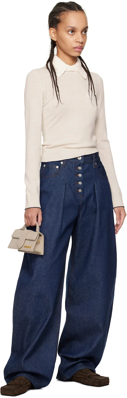 JACQUEMUS Off-white 'the Tricot Knit' Polo In Beige