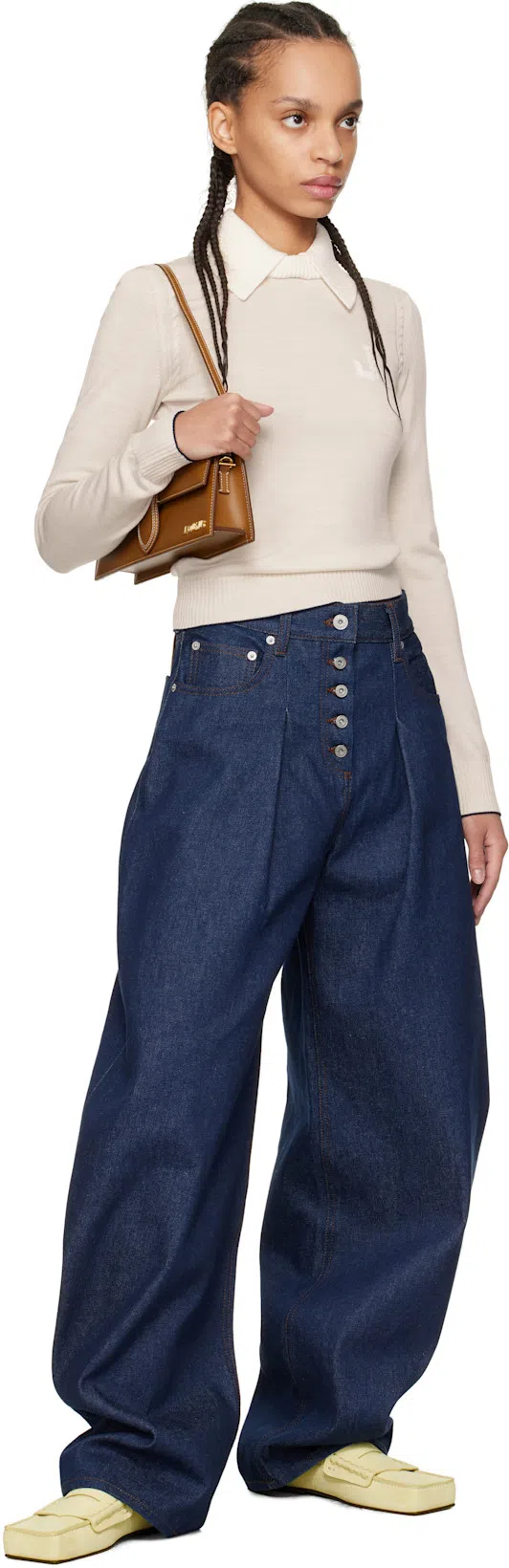 JACQUEMUS Off-white 'the Tricot Knit' Polo In Beige