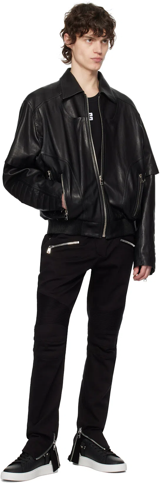 BALMAIN Dark Wash Tapered Fit Cargo Jeans 17cm In Black