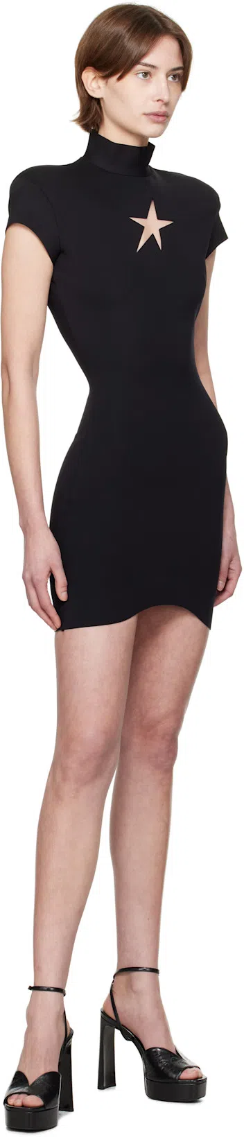 MUGLER Star Mini Dress In Black